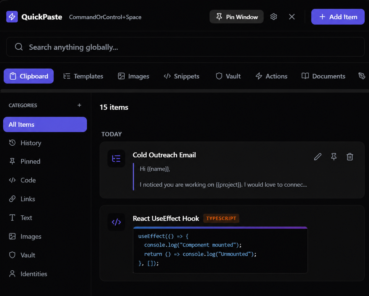 QuickPaste UI